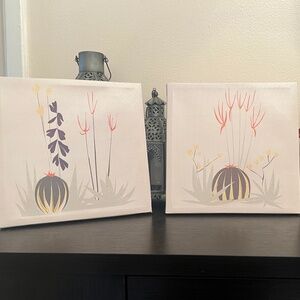 Set of (2) 8.5x8.5 Botanical Bliss Canvas Art Print Set